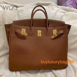 50cmtotes Mens Handbag Brown Color Luxury Bag Fully Handmade Stitching with Wax Line Leather HB 6028