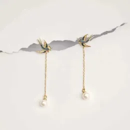 Dangle Earrings "The Return Of The Big Swallow" Although Haiyan Is Slightly Embarrassed I Will Come To Pearl Ear String S925 Sterling Silver