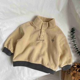 Hoodies Sweatshirts Winter New Baby Long Sleeve Casual Sweatshirt Plus Velvet Thick Toddler Boy Girl Embroidery Pullover Kids Fleece Warm Clothes H240508