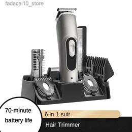 Electric Shavers Hair Trimmer 6-in-1 Set Electric Push Clipper Men's Shaver Beard Sideburns Shaving Min. Noise Vibrating No Hair Pinch Barber C Q240119