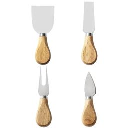 50Set/Lot 4pcs stainless steel cheese knife wooden handle pizza bread cream baking tool Kitchen accessories SN624