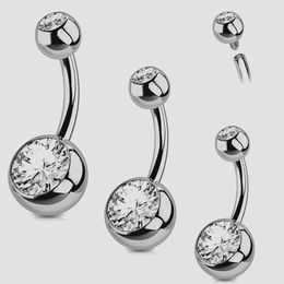 Rings Internall Threaded Astm F136 Titanum Belly Button Rings 14g Double Gems Navel Bars Belly Rings Body Piercing Jewellery
