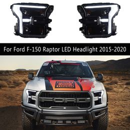 Front Lamp For Ford F-150 Raptor LED Car Headlight 15-20 High Beam Angel Eye Projector Lens Daytime Running Light Streamer Turn Signal