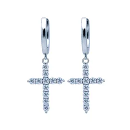 Stud Earrings Real 0.66ct Cross Moissanite Pendant Necklace For Women S925 Sterling Silver Diamond Chain Necklaces Fine Jewellery Gift