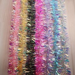 2M 7cm Rainbow Color Foil Rattan Tinsel Streamer Christmas Tree Hanging Garland Birthday Party Wedding Home Decoration Supplies 240119