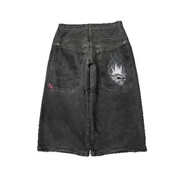 Men's Pants Streetwear Y2k Shorts Harajuku Hip Hop Skeleton Graphic Knee Length Denim Gym Mens Womens New Gothic Men Basketball Shortyolq