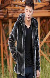 Fashion Winter Men Faux Fur Mink Fur Coat Short Grey Coat Warm Overcoat Men Fluffy Plush Jacket Male Plus size Xxxl 4xl L2207257380259