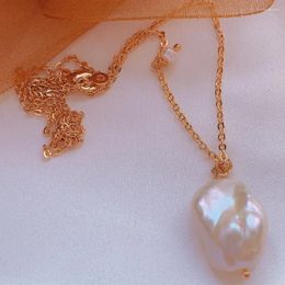 Pendants Huge Natural Baroque Freshwater Pearl Necklace 18KGB Chain Chic Cultured Gift Women Accessories Pendant Hang Diy