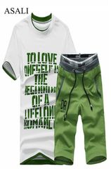 Mens Fitness Tracksuit Set Summer Casual Sporting Suit Fashio Men Shorts Sets Short Sleeved Shirt Shorts Casual Outwear Suits5728449