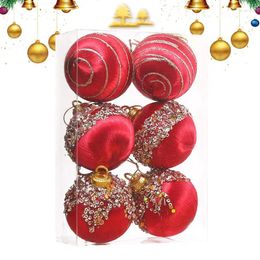 Party Decoration Velvet Christmas Ball Ornaments Shatterproof Multicolor Decorations With Metal String For Home Decor