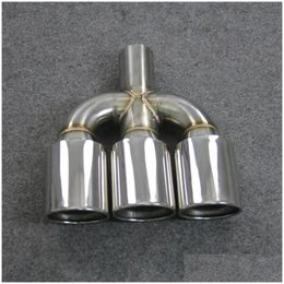 Exhaust Pipe 1 Piece Parts Accessories Three Out Outlet 76 89Mm Car Styling 304 Stainless Steel Muffler Tip Nozzles Zz Drop Delivery A Dhjz3