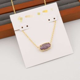 ken dan2024 Designer Kendras scotts Neclace Jewellery Instagram Minimalist Oval Amethyst Pendant Necklace Neck Chain Collarbone Chain