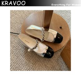 Sandals KRAVOO Shoes For Women Mixed Colour Luxury Ladies Flat Women's Sandal Mary Jane Pearl PumpsSummer 2024