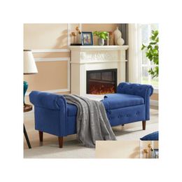 Bedroom Furniture New Style Space Saving Storage Mtipurpose Rectangar Sofa Stool With Large Navy Blue Drop Delivery Home Garden Dhro2