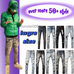 Purple Jeans Designer Men Women Man Slim Fit Denim Letter Print Pants Ripped Mens Streetwear Large Size Trousers Y6FA