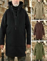 Men039s Fashion Autumn Winter Warm Wool Hoodie Pullover Viking Lace Up Thicken Anorak Medieval Coats Cosplay Costume Vikings 229866939