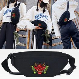 Waist Bags Sport Chest Pack Outdoor Casual Canvas Bag Red Green Monster Print Korean-style Cross Fashion Shoulder Unisex