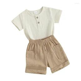 Clothing Sets Baby Boys Shorts Set Short Sleeve Crew Neck T-shirt With Elastic Waist Summer Outfit
