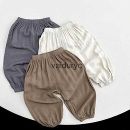 Trousers 2023 Summer New ldren Loose Trousers Fashion Boys Vintage Mosquito Proof Pants Solid Girls Wide Leg Pants Kids Casual Clothes H240508