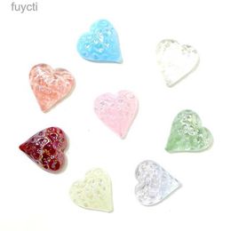 Arts and Crafts 8pcs Flat Back Glass Heart Ornaments Solid Color Pearlescent Craft Home Room Desktop Decor for Holiday Party Wedding Accessories YQ240119