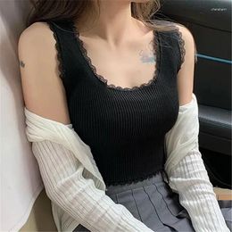 Women's Tanks Tank Tops Women Plain Lace Up Crop Top For Basic Solid Sexy Square Neck 2024 Summer