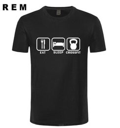 Eat Sleep Crossfit T Shirt Men Summer Short Sleeve Cotton Man Funny Crossfit Tshirts Tees Top 2103221369756