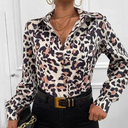 Women's Blouses Turn Down Collar Long Sleeve Blouse Women Shirts Elegant Print Autumn Casual Office Lady Shirt Tops Blusas Button