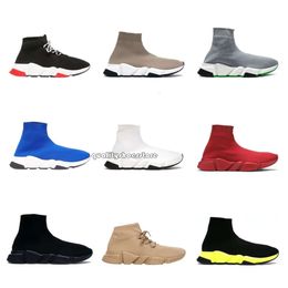 Designer Sock Shoes Men Women Graffiti White Black Sock Trainers Red Beige Pink Clear Sole Lace-up Neon Socks Speed Foam Runners Trainers Platform Sneakers