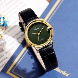Women's light luxury simple high-grade sense cloth leather belt waterproof quartz watch