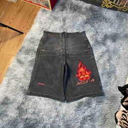 Männer Hosen Y2k Shorts Männer Frauen Harajuku Hip Hop Flamme Grafik Druck Vintage Baggy Denim Gym 2023 Neue Gothic Basketballyolq