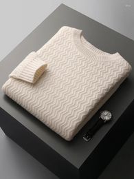 Men's Sweaters CAIXINGLE Wool Winter Thicken Pullovers O-Neck Ripple Loose Plus Size Tops Business Casual Knit Jackets