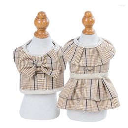 Dog Apparel Pet Chest And Strap Breathable Checkered Small Vest Style Towing Rope Set Teddy Walking