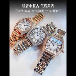 Classic retro women's watch light luxury and niche 2024 new barrel shaped steel belt high-end waterproof