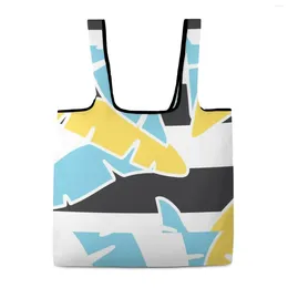 Shopping Bags Washable Foldable Plain Cloth Large Capacity Folding Tote Grocery Organization Beach Shoulder Bag Custom Pattern