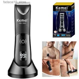 Electric Shavers Kemei Groyne Body Trimmer For Men And Women Electric Facial Beard Bikini Hair Trimmer Washable Pubic Ball Shaver Hair Remover Q240119