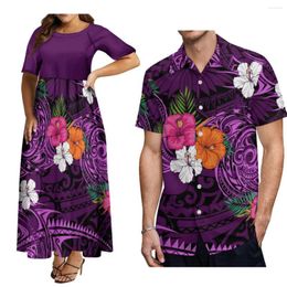 Casual Dresses Latest Design Polynesian With Couple Suit Women'S Short Sleeve Dress Loose Plus Size 8xl And Men'S Shirt