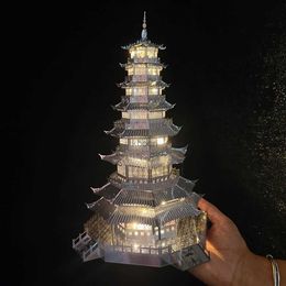 Craft Tools 3D Stereo Home Decor DIY Handmade Metal Building Glass Pagoda Puzzle Assembly Model Toy Knickknack Decoration Crafts Garden YQ240119