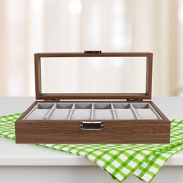 Watch Boxes Display Box Decorative Case Jewellery Container Wooden Watches Seco Grey Velvet Organiser Holder Travel Retro