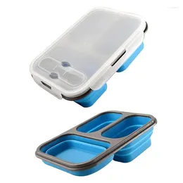 Dinnerware Silicone Bento Box Lunch Containers With 3 Compartments Stackable Storage Container Camping Picnic