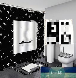 All-match bathroom sets carpet rug Shower Toilet seat cover bathroom non-slip carpet and shower curtain US