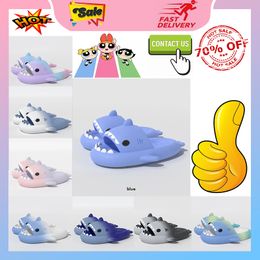 Designer Casual Platform shark Slides Slippers Men Woman anti rainbow slip wear-resistant Light weight breathable Low cut super soft sandals Flat Slipper