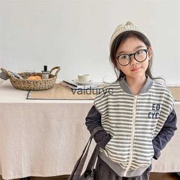 Waistcoat 2024 Spring New ldren Sleeveless Casual Cardigan Kids Boys Striped Vest Jacket Loose Baby Girl Cotton Coat Kids Clothes H240508