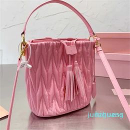 Designer -fashion bags Drawstring buckets women luxurys handbag leather shoulder bags Solid Crossbody Bags female purse wallet