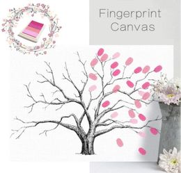 Fingerprint Tree Signature Canvas Painting Car Wedding Gift Decoration Name and Date Customised Guest registration book 3040 cm7270667