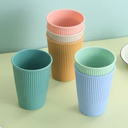 Mugs Multiple Solid Colours Vertical Stripe Plastics Cups Child Environment Protection Bathroom Mouthwash Household Drinking