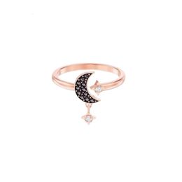 Rings Band Ring Designer Luxury Fashion Women Original Quality New Starry Moon With Sun Stars Crystal Elements Black Adjustable Gift For Girlfriend