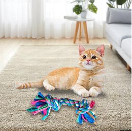 Cat Toys Chews Pets Dog Cotton Chews Knot Toys Colorful Durable Braided Bone Rope High Quality Supplies Funny Puppy Cat Toy