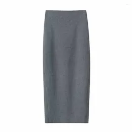 Skirts Autumn Skirt Women's Chic Split Design Temperament Solid Color Female Fashion Slim Straight Flute Mujer 8467583