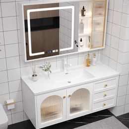 Bathroom Sink Faucets Paint Solid Wood Cabinet Mirror Combination Integrated Ceramic Washstand Washbasin