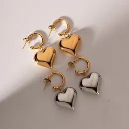 Dangle Earrings Minar INS 18K Gold Silver PVD Plated Stainless Steel Non Tarnish Metallic Love Heart C Shape Hoops For Women